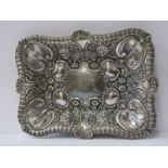EDWARDIAN SILVER DISH of rectangular form, with floral and Art Nouveau design decoration, makers