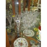 ANTIQUE GLASSWARE, set of 12 graduated cut flared conical bowl wine glasses