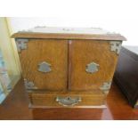 ANTIQUE SMOKERS CABINET, Edwardian oak multi drawer smokers cabinet with plated mounts and side