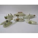 MILITARY CRESTED, collection of 6 pieces including airship, submarine and battleship