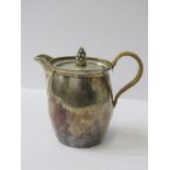 CONTINENTAL SILVER MILK JUG, with acorn finial and wicker handle, 10cm height, 245 grams total
