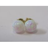 9ct YELLOW GOLD OPAL BALL STYLE STUD EARRINGS