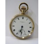 GOLD PLATED POCKET WATCH, Thomas Russell & Son fob watch with secondary dial