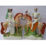 STAFFORDSHIRE POTTERY, pair of equestrian figures "Duke and Duchess of Cambridge" , 36cm height (