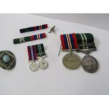WWII MEDAL, 1939/45 War Medal, also ERII Air Efficiency award with matching miniatures and a stone