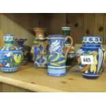 DEVON POTTERY, collection of 7 pieces mainly Aller Vale, including posy vases and cream jug