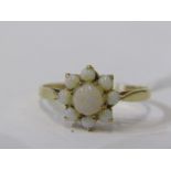 9ct YELLOW GOLD OPAL DAISY STYLE RING, size N