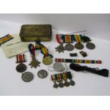 2 WWI TRIO MEDAL GROUPS, To brother in laws 1947 Cpl R Lines Oxford Yeo. War & Defence medal & 14/15