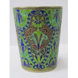 RUSSIAN SILVER & ENAMEL BEAKER, with 75 mark to base, body with repeating plaque style decoration in