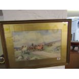 MABEL A KINGWELL, signed watercolour dated 1917 "Herding the Wild Horses", 28cm x 35cm