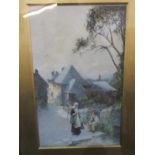 JOHN WHITE, signed watercolour "At the Well, St Mawes", 47cm x 28cm