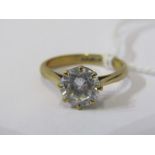 9ct YELLOW GOLD CZ SOLITAIRE RING, size L