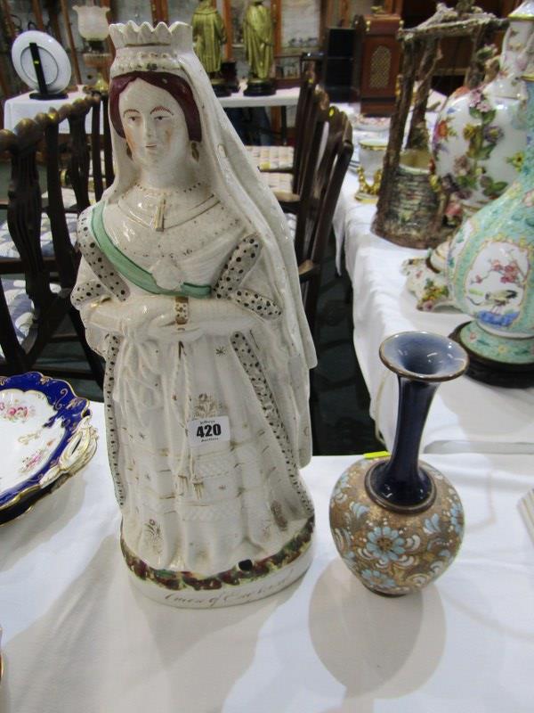 STAFFORDSHIRE POTTERY, 19th Century figure "Queen of England", 46cm height, also a Doulton Slater