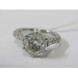 DIAMOND SOLITAIRE RING, platinum set large diamond solitaire, principal diamond spreading in