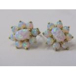 PAIR OF 9ct YELLOW GOLD OPAL FLOWER STYLE EARRINGS