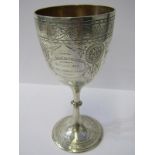 SILVER CHRISTENING GOBLET, engraved decoration and gilded interior, 14cm height, 91 grams