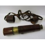 MARITIME, 19th Century leather cased triple draw telescope by F. Robertson Reid, Kingussie