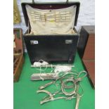 VINTAGE MEDICAL INSTRUMENTS, black Morocco surgeons instrument case with contents