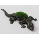 NOVELTY SILVER PIN CUSHION, in the form of a lizard, Birmingham HM 1907, 11cm long