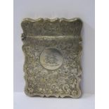 SILVER FOLIATE DECORATED CARD CASE, of shaped form, maker W&H Sheffield, 1902, 9cm, 70 grams