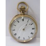 MID SIZE FOB WATCH, 10ct gold plated, movement by Waltham, appears in working condition