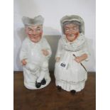 STAFFORDSHIRE POTTERY, pair of 19th Century Staffordshire Punch and Judy jugs, 26cm height