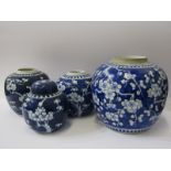 ORIENTAL CERAMICS, collection of 4 various Hawthorn Blossom design ginger jars, each with double