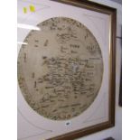 ANTIQUE SAMPLER, coloured silk sampler "Map of England and Wales" by Mary Wright, 55cm x 48cm