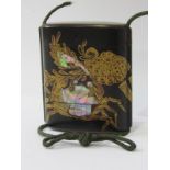 ORIENTAL LACQUER, a 4 section inro mother-of-pearl and lacquer decorated design of crab and