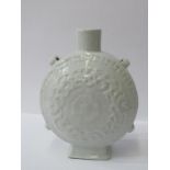 ORIENTAL CERAMICS, blanc-de-chine pilgrim flask with relief foliate and floral decoration and 4 side