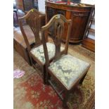 PAIR OF COUNTRY elm & ash pierced back dining chairs