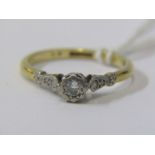 DIAMOND SOLITAIRE RING, 18ct yellow gold and platinum set diamond solitaire ring with diamond