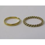 2 GOLD RINGS, 2 x 9ct yellow gold rings, 1 fancy band, size N, other plain size I, 2.9 grams total