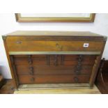 VINTAGE TOOL CASE, table top with fitted drawers and lift top, 46cm height 65cm width