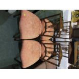 EDWARDIAN MARQUETRY MAHOGANY SALON CHAIRS, set of 4 classical urn marquetry and pierced back