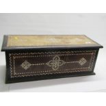 INLAID DOCUMENT BOX, mother of pearl inlaid table top document box decorated with geometric