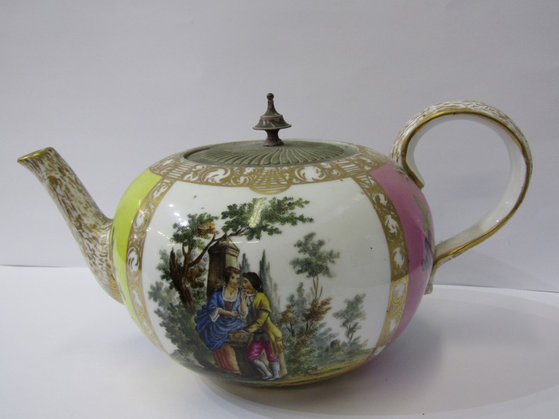 DRESDEN, spherical large tea pot (replacement lid) together with Cauldon 2 section coffee pot, - Image 2 of 9