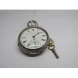 SILVER CASED POCKET WATCH, silver cased key wind pocket watch