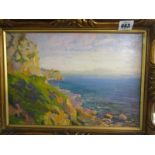 OIL PAINTING ON CANVAS BOARD, "Across the Straits from Gibraltar" inscribed to reverse, 23cm x 33cm