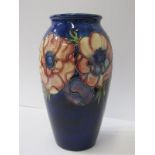 MOORCROFT, "Anemone" pattern blue ground 19cm ovi-form vase