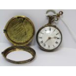 GEORGE III PAIR CASED POCKET WATCH, George Graydon of Dublin pair cased pocket watch with white