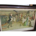 CECIL ALDIN, pencil signed chromolithograph "Interior of Coaching Inn Dining Room", 36cm x 64cm