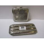 EDWARDIAN SILVER TRIPLE CIGAR CASE, Birmingham 1904, together with silver curved body cigar case,