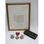 WWII PAIR, War & Defence medal, also Elizabeth II Imperial Service medal to Arthur Bernard Dunn with