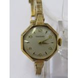 9ct YELLOW GOLD CASED LADY'S GARRARD WRIST WATCH on 9ct yellow gold bracelet, watch appears in