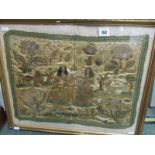 EARLY 18th CENTURY COLOURED SILK NEEDLEWORK PANEL, depicting Royalty Portrait in garden with