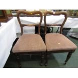 PAIR OF VICTORIAN MAHOGANY HOOP BACK DINING CHAIRS, carved tapering baluster legs