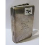 EDWARDIAN SILVER CIGAR CASE, presentation inscription silver rectangular case, Birmingham 1907,