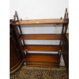 MAHOGANY HANGING WALL SHELVES, twin drawer base, set of 4 open shelves with fretwork sides, 109cm