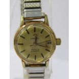 LADY'S OMEGA AUTOMATIC WRIST WATCH with date aperture, dial marked Omega Genevie Automatic, back
